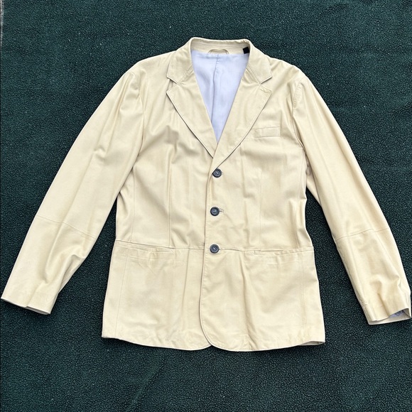 Armani Collezioni Leather Butter / Gold Dinner / Suit Jacket Size 42 - Picture 1 of 16